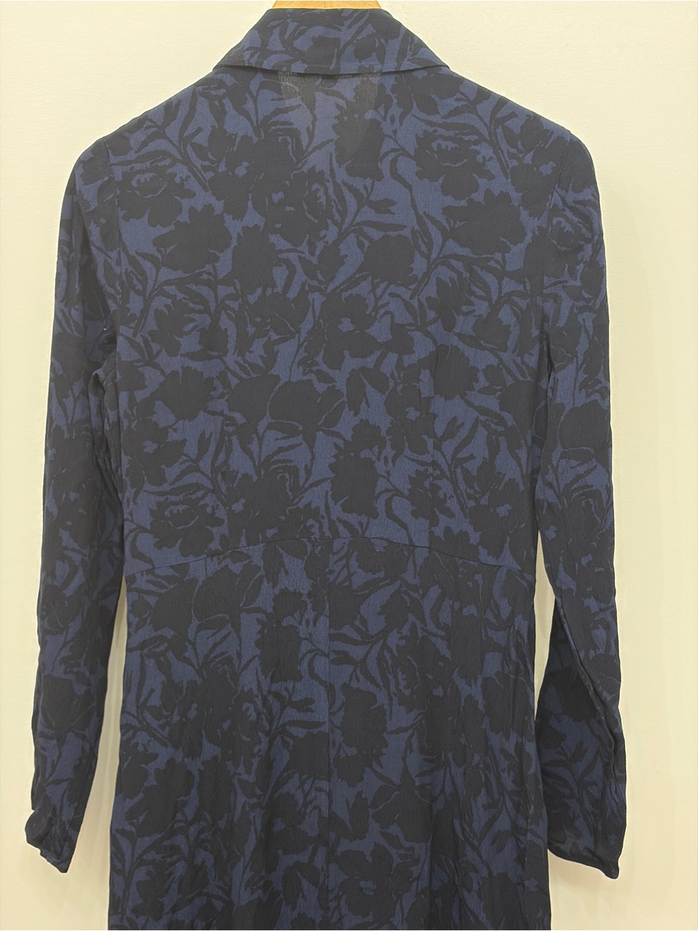 Madewell Smocked Midi Long Sleeve Shirtdress Alexis Dark Floral Navy sz 6 - Picture 9 of 13